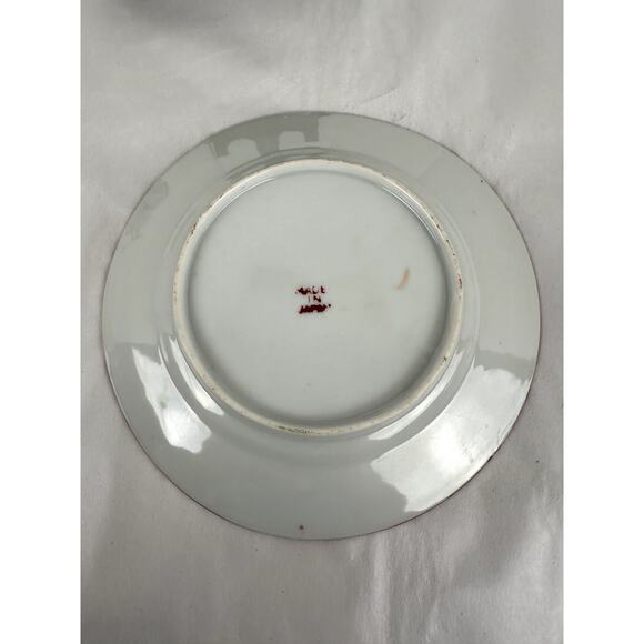 Japanese Antique China Two 7 In. Plates Geisha Floral Structures 1921-1941 - Picture 7 of 9